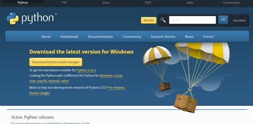 Python公式サイトを開ます。