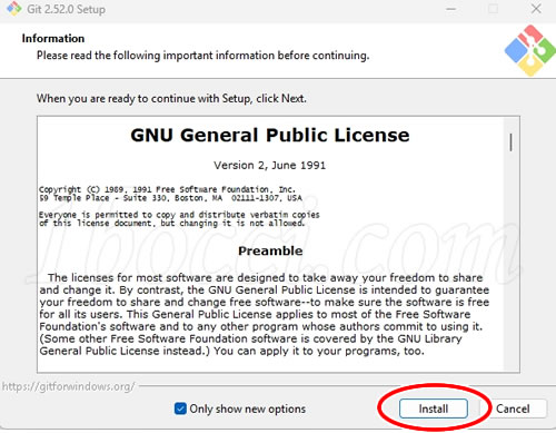 Git for WindowsのInstall