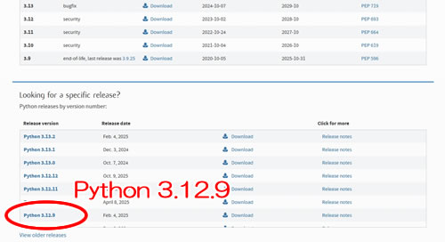 Python をクリック。