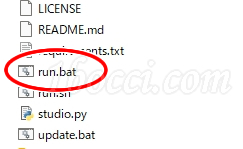 FramePack-Studio を起動するため「run.bat」をダブルクリック